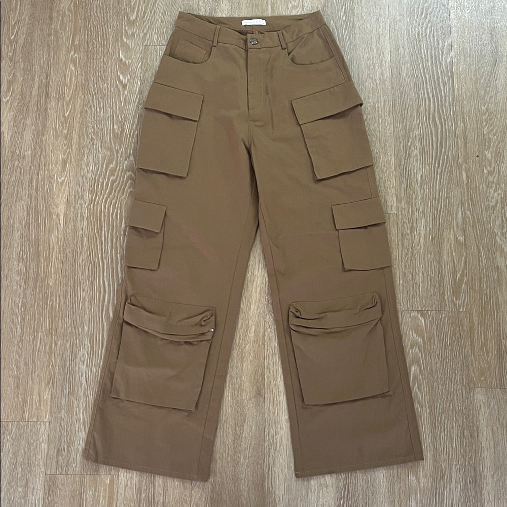 Anthropologie Molly King x Bayse wide Leg Loose Cargo Pants Army Olive Green M - Picture 6 of 14